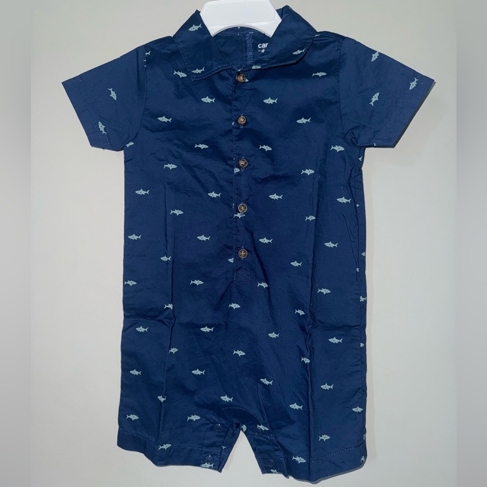 Carter's Navy Blue Shark Print Bodysuit